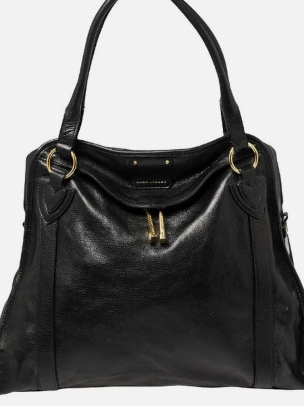 $1300 Marc Jacobs Black Leather Wellington Fulton Satchel Hobo Bag